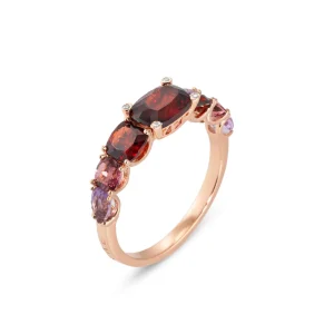 Bague Ponte Vecchio en or rose avec grenat et pierres de couleur
