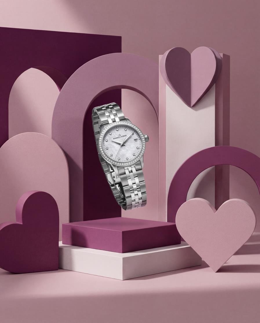 MAURICE LACROIX 1975 QUARTZ DATE 33MM MOP 71 DIAMONDS - Afbeelding 3