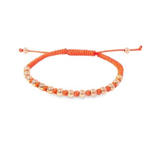 Eva Nueva Zijden armband met gepolijste roségouden balletjes