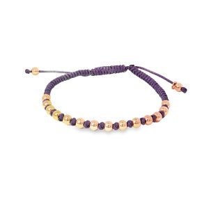 Eva Nueva Zijden armband met gepolijste roségouden balletjes