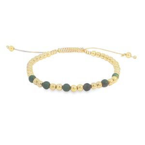Eva Nueva Zijden armband met gepolijste geelgouden balletjes