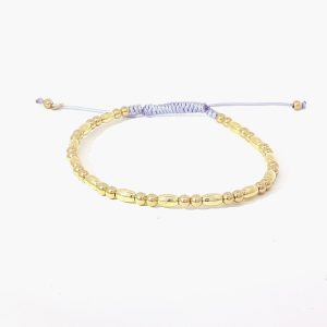Eva Nueva Zijden armband met gepolijste geelgouden balletjes