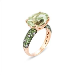 Ponte Vecchio Rosé Goud Ring met amethist, tsavorieten en diamanten