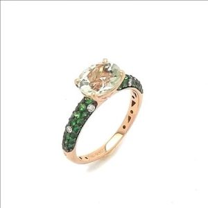 Ponte Vecchio Rosé Goud Ring met amethist, tsavorieten en diamanten