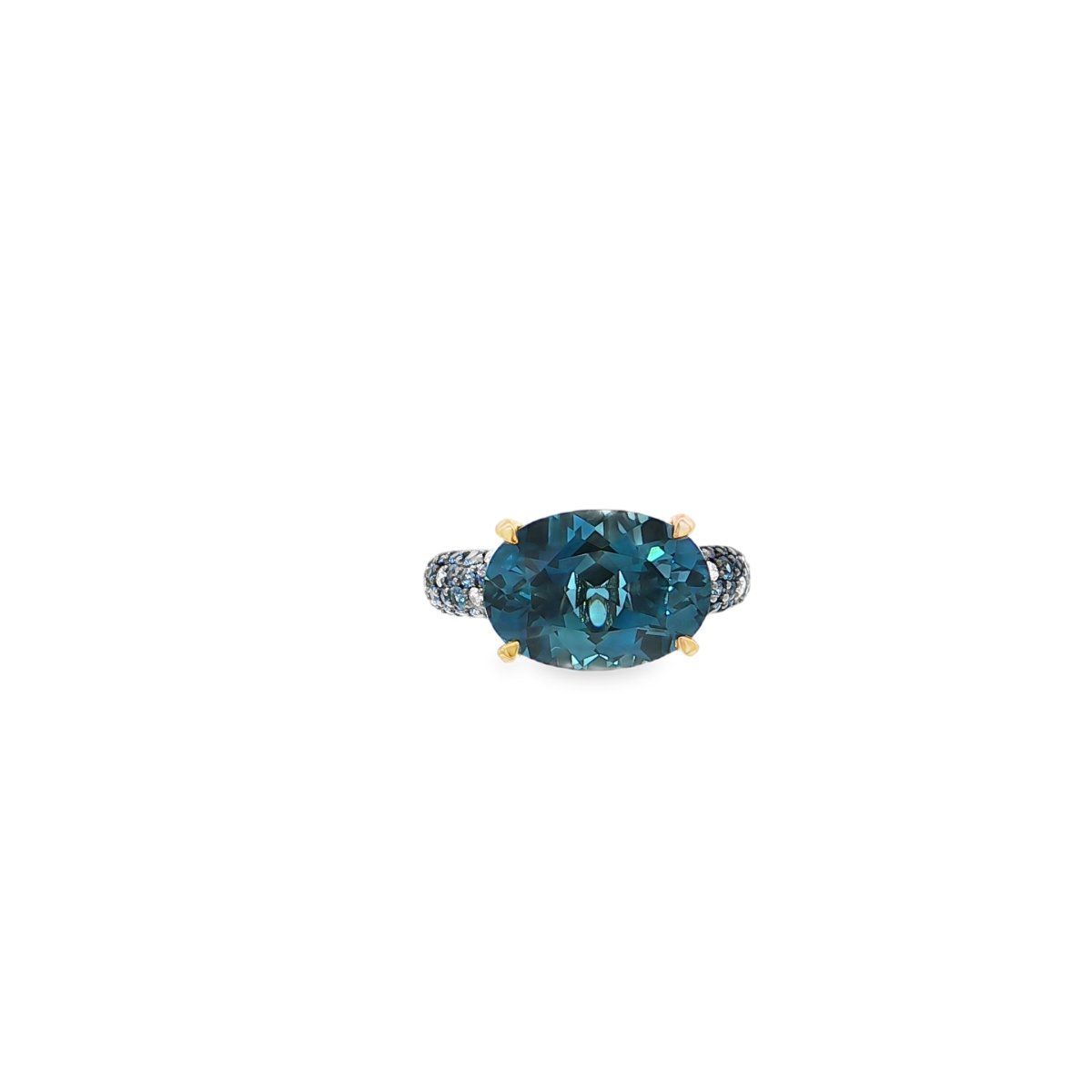 Ponte Vecchio Rosé Gouden Ring met een London Blue topaas, blauw saffieren en briljant geslepen diamanten - Afbeelding 3