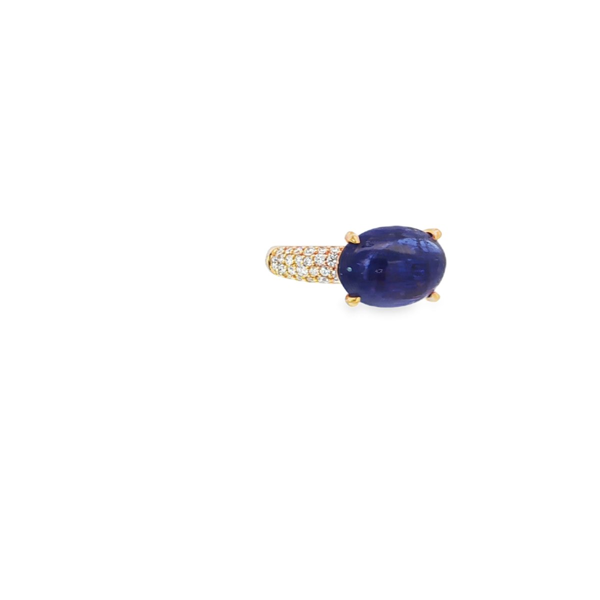 Ponte Vecchio Rosé Gouden Ring met een ovale blauwe tanzaniet en briljant geslepen diamanten - Afbeelding 2