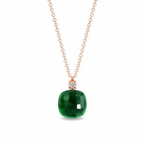 Eva Nueva Elegante roségouden collier met hydro smaragd