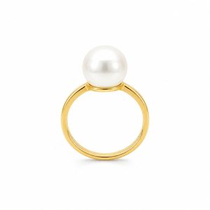 Eva Nueva Klassieke solitair ring met een witte ronde parel