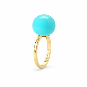 Eva Nueva Geelgouden cocktail ring met turquoise