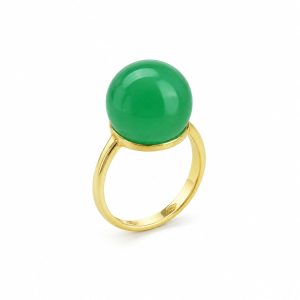 Eva Nueva Geelgouden cocktail ring met groene agaat