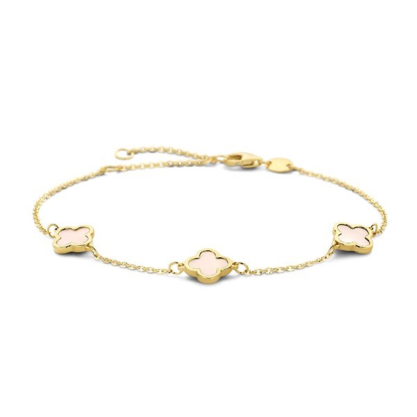 Swing Jewels Geel gouden armband met parelmoer klavermotief