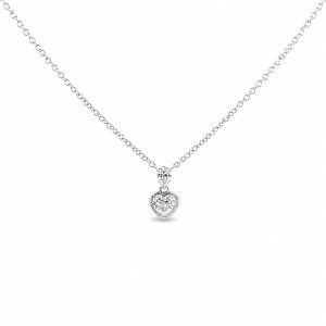 Elegante 18 Kt witgouden bedelketting met hart brilliant geslepen natuurlijke diamant