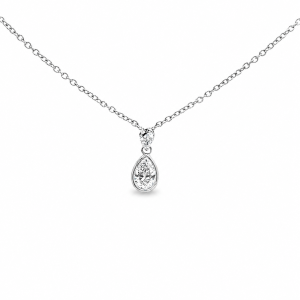 Elegante peergeslepen natuurlijke diamanten bedelketting in 18 Karaat witgoud