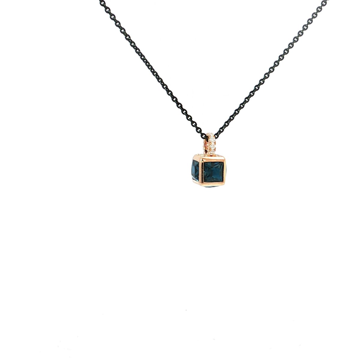 Ponte Vecchio Titanium ketting met een kubusvormige hanger - Afbeelding 4