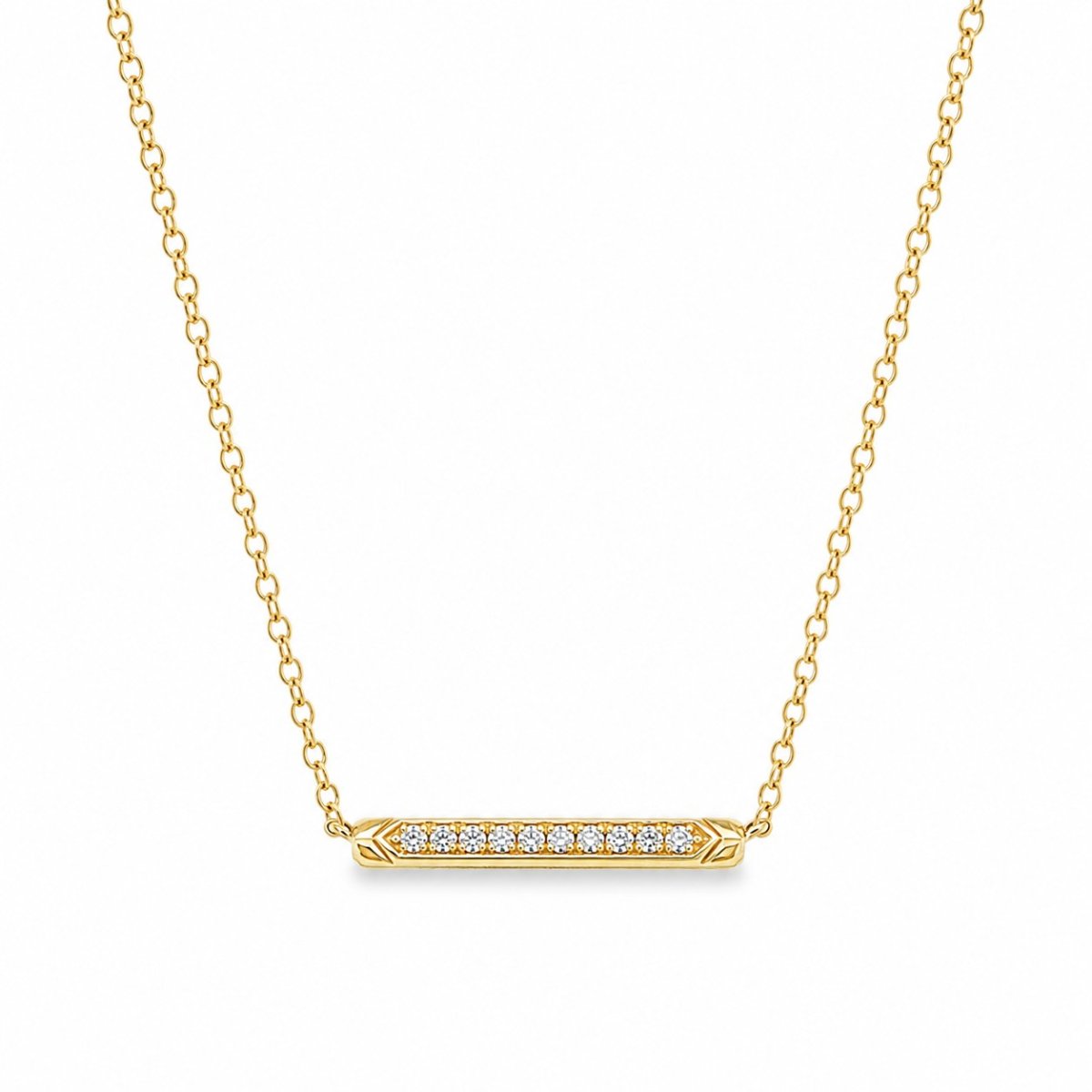 Ma vie en Rose Yellow gold necklace with a bar-shaped pendant set with round brilliant-cut diamonds