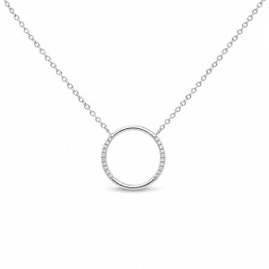 Ma Vie en Rose Elegante ketting met een verfijnde open cirkelhanger met ronde briljantgeslepen diamant