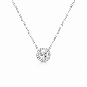 White Gold Halo Pendant Lab Grown Diamond Jewellery