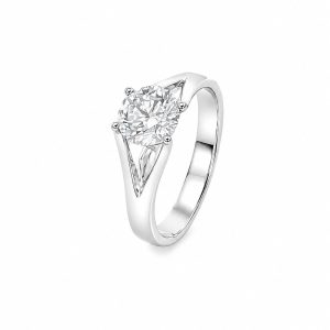 Bague solitaire en or blanc - Bijoux en diamants de culture