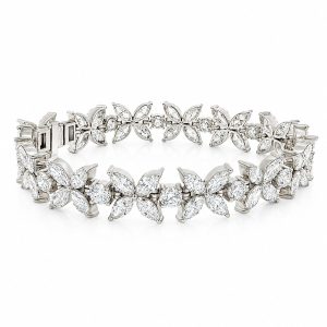 White gold floral bracelet with Lab Grown Diamonds - Lab Grown Diamond Jewellery