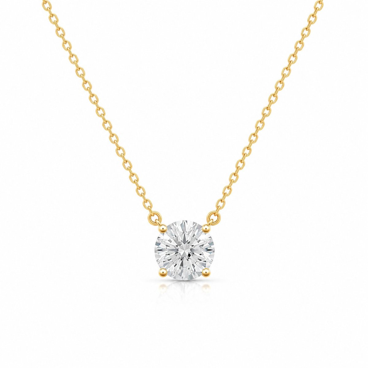 Yellow gold solitaire necklace 1.02 carat Lab Grown Diamond Jewellery