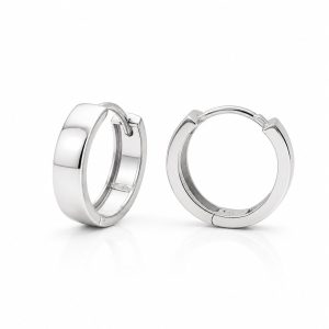 Classic high-polish 15 mm hoop earrings in 18k white gold