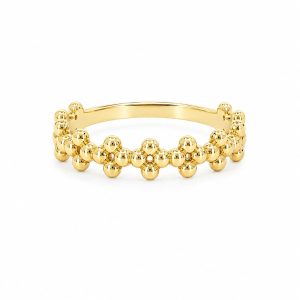 Minimalist ring in 18K yellow gold with small spherical details