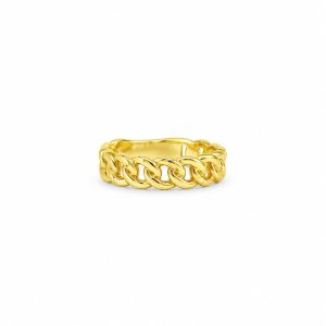Modern yellow gold chain ring in 18K gold with open links