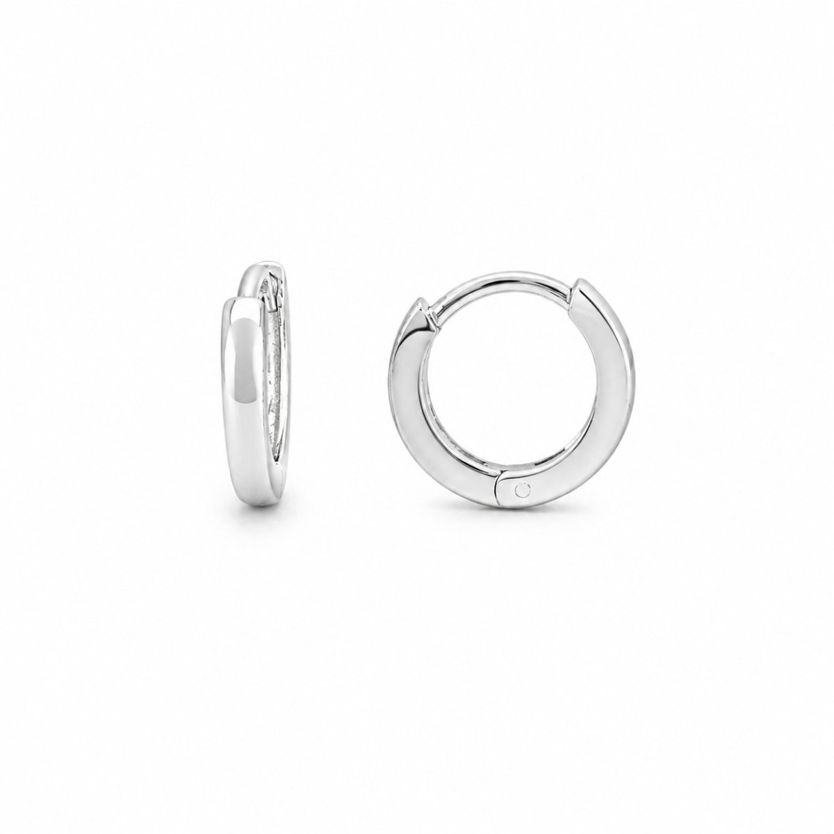Petites créoles rondes de 11 mm en or blanc 18k poli