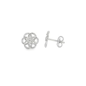 Witgouden True Love Knot® oorknopjes met diamanten klein