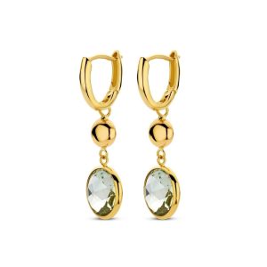 Italo Bottene Drop Earrings with natural yellow-green round brilliant-cut prehnite