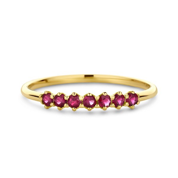 Bague en or jaune 18 carats sertie de sept rubis