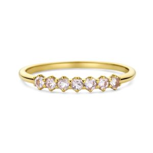 18k yellow gold ring with seven pink morganites