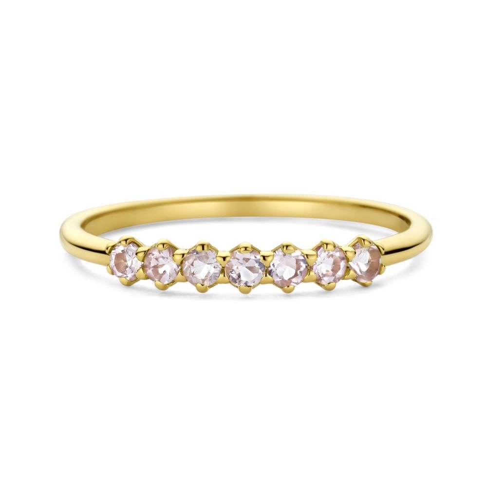 18k yellow gold ring with seven pink morganites