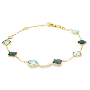 Swing Jewels Armband met cushion geslepen London Blue en blauwe topazen