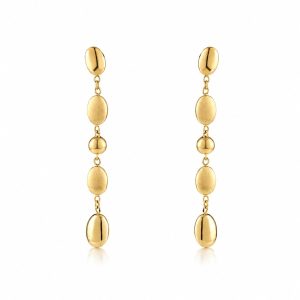 Сережки-підвіски Swing Jewels із жовтого золота з текстурованими намистинами