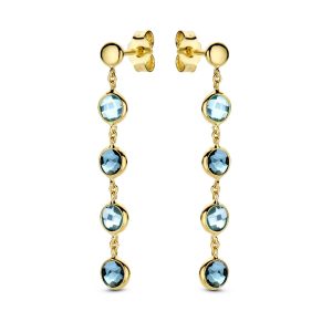 Вертикальні сережки-підвіски Swing Jewels з круглими топазами London Blue та блакитними топазами