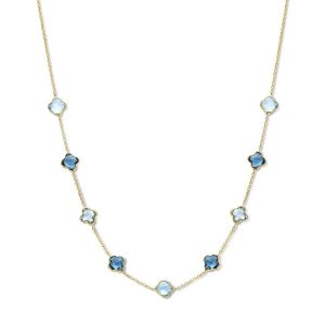 Swing Jewels Blauwe topaas quatrefoil cabochon collier