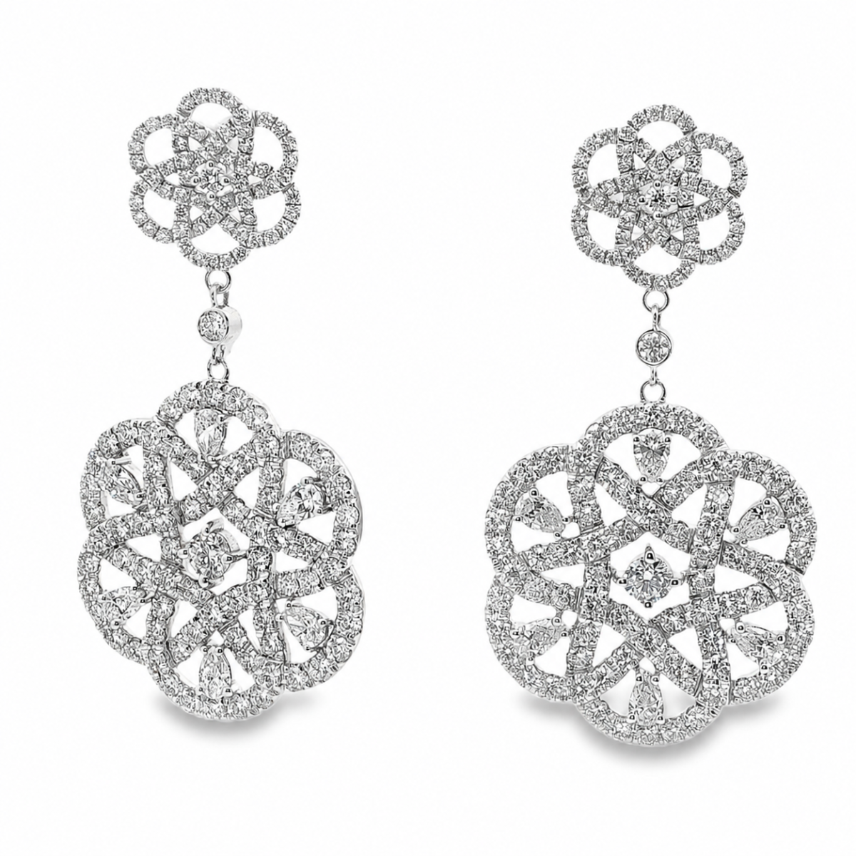 Elegant white gold True Love Knot drop earrings