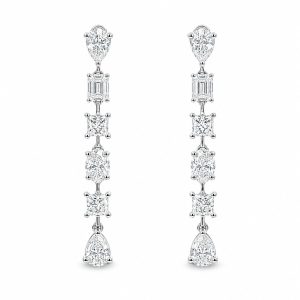 Linear drop earrings in 18 karat white gold
