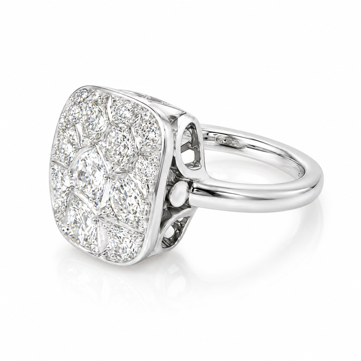 Élégante bague en or blanc 18 carats avec diamants ronds taille brillant – Image 2