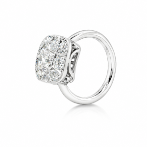 Elegant ring in 18 karat white gold with round brilliant-cut diamonds