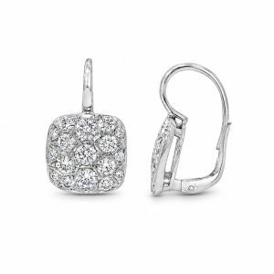 Drop earrings in 18 karat white gold with round brilliant-cut diamonds