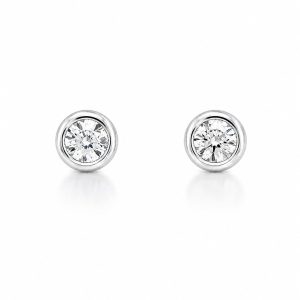 Puces d’oreilles en or blanc poli 18 carats avec diamants taille brillant rond