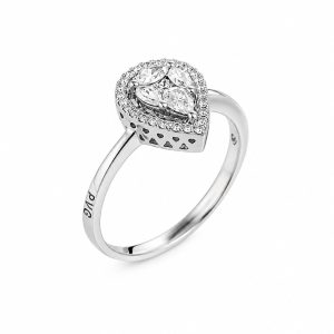 Witgouden ring met diamant van 18k goud en 30 diamanten