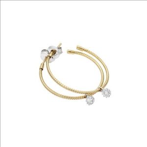Yellow gold hoop earrings with diamonds