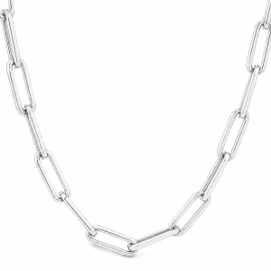 Witgouden paperclip-halsketting