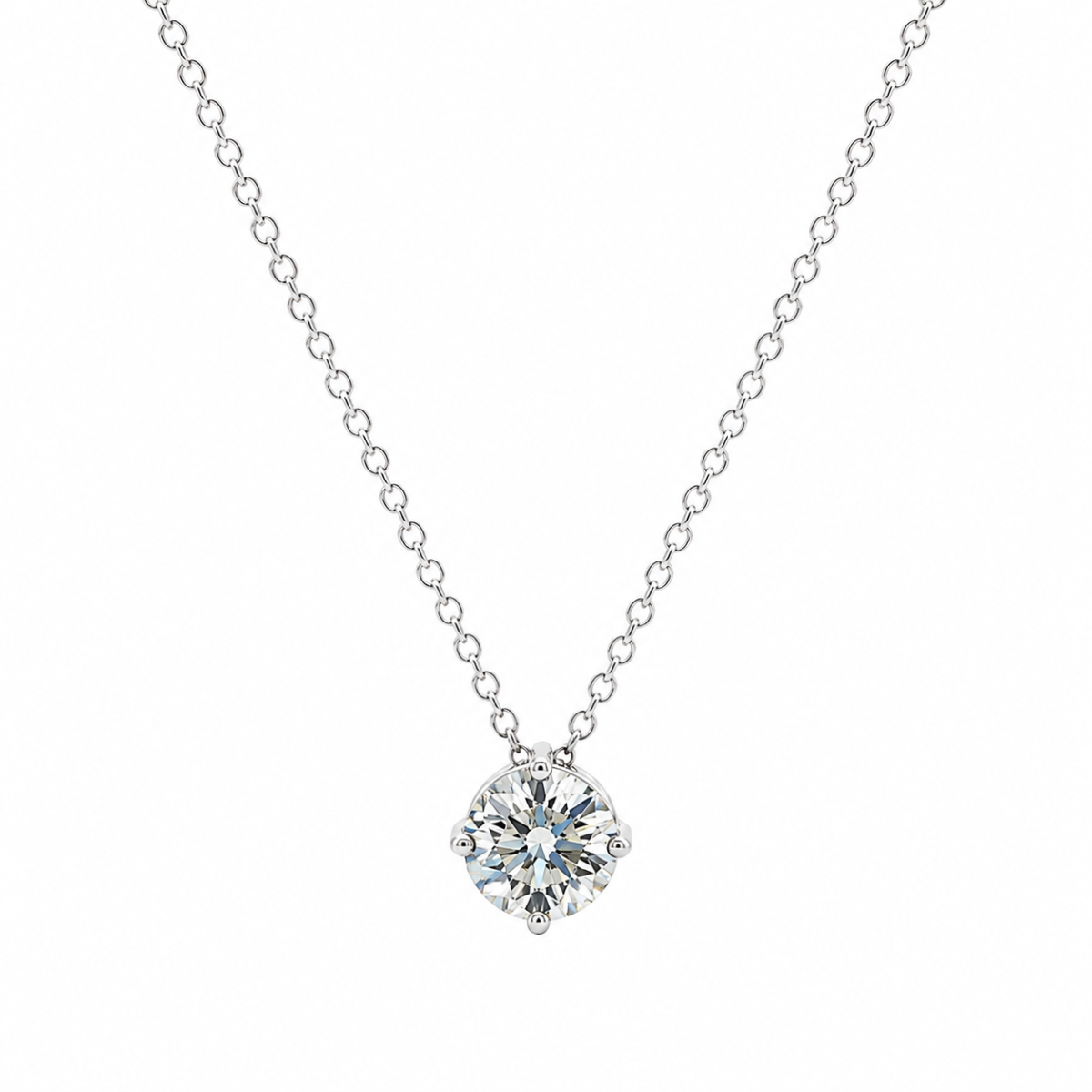 Collier solitaire en or blanc avec diamant de 1,01 ct