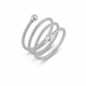 White gold serpentine ring with diamonds