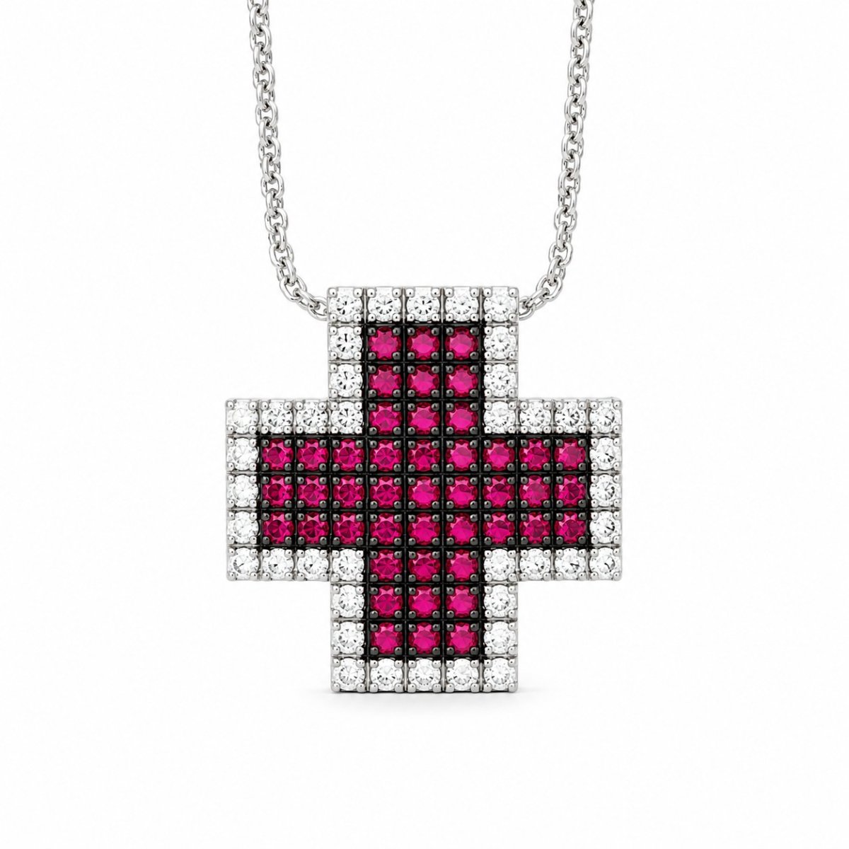 Kruishanger met robijnen en diamanten