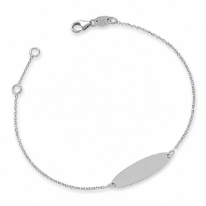 Armband met gepolijst ovaal plaatje in 18 karaat witgoud voor kinderen